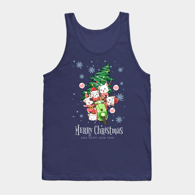 Cool Santa Cat - Happy Christmas and a happy new year! - Available in stickers, clothing, etc Tank Top by Crazy Collective